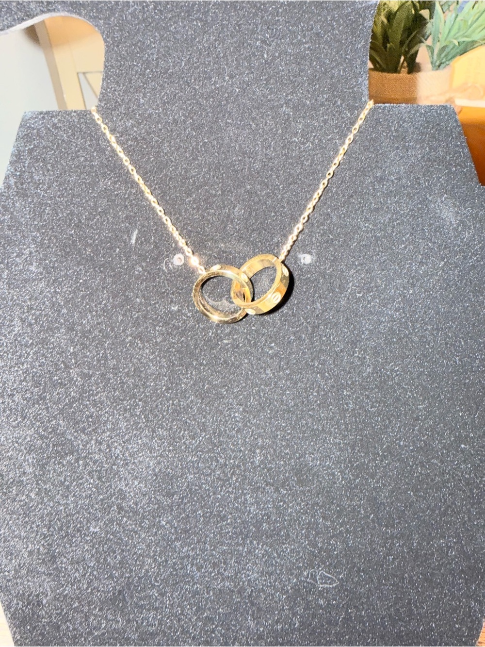 Interlocking Double Circle Necklace in Gold